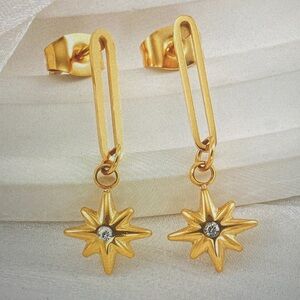 Gold Starburst Drop Earrings